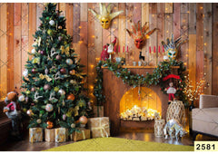 Christmas Green Tree With Gift  babyphotoshoot Backdrop