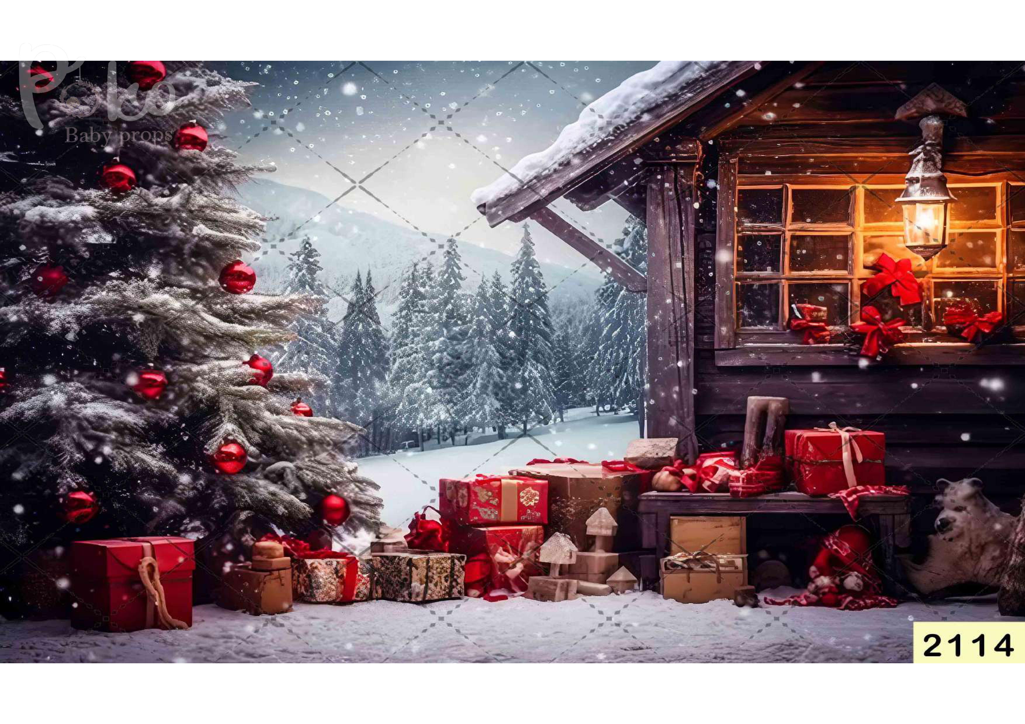 Christmas With Snow babyphotoshoot Backdrop