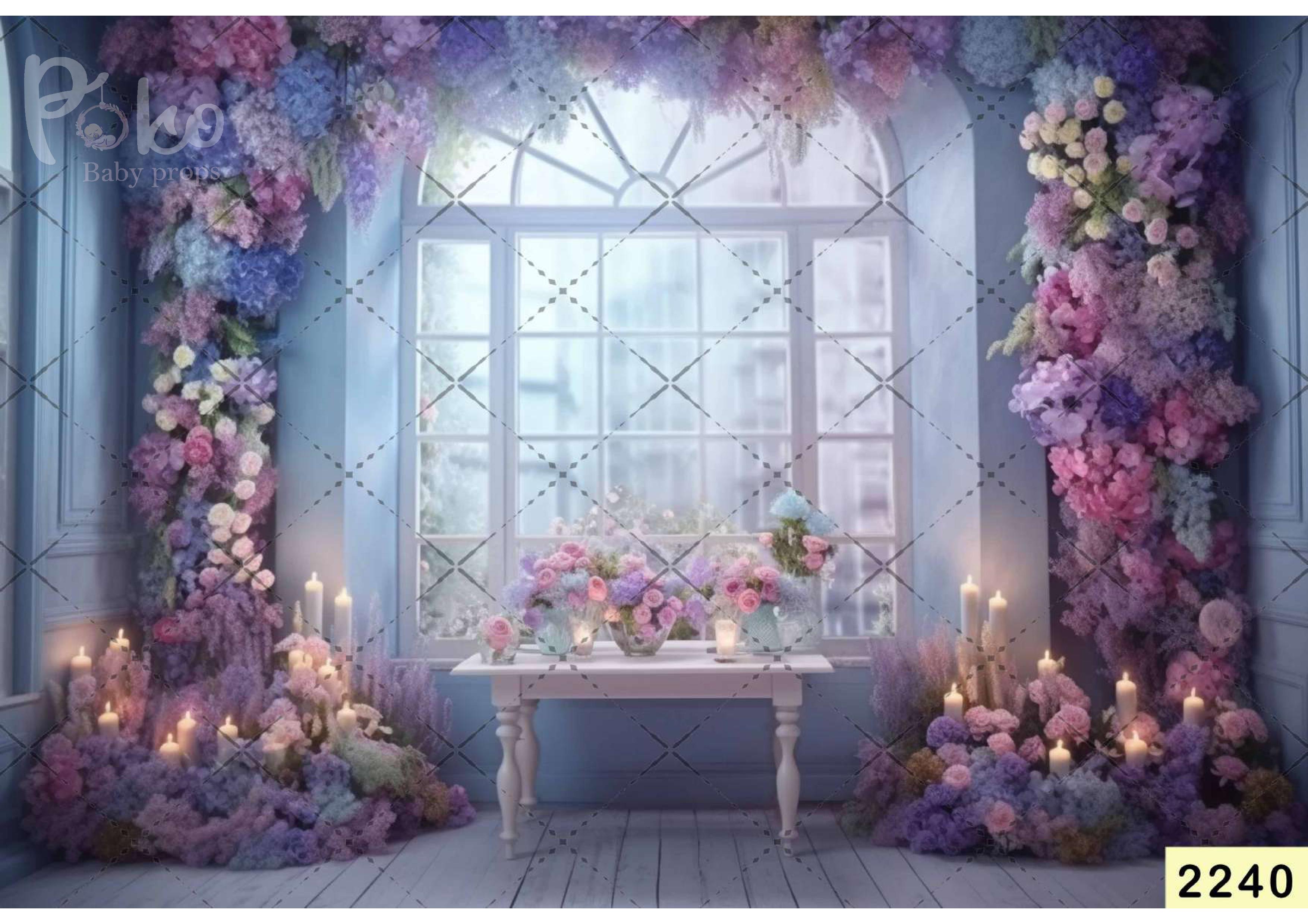 Creeper Flower Window babyphotoshoot Backdrop