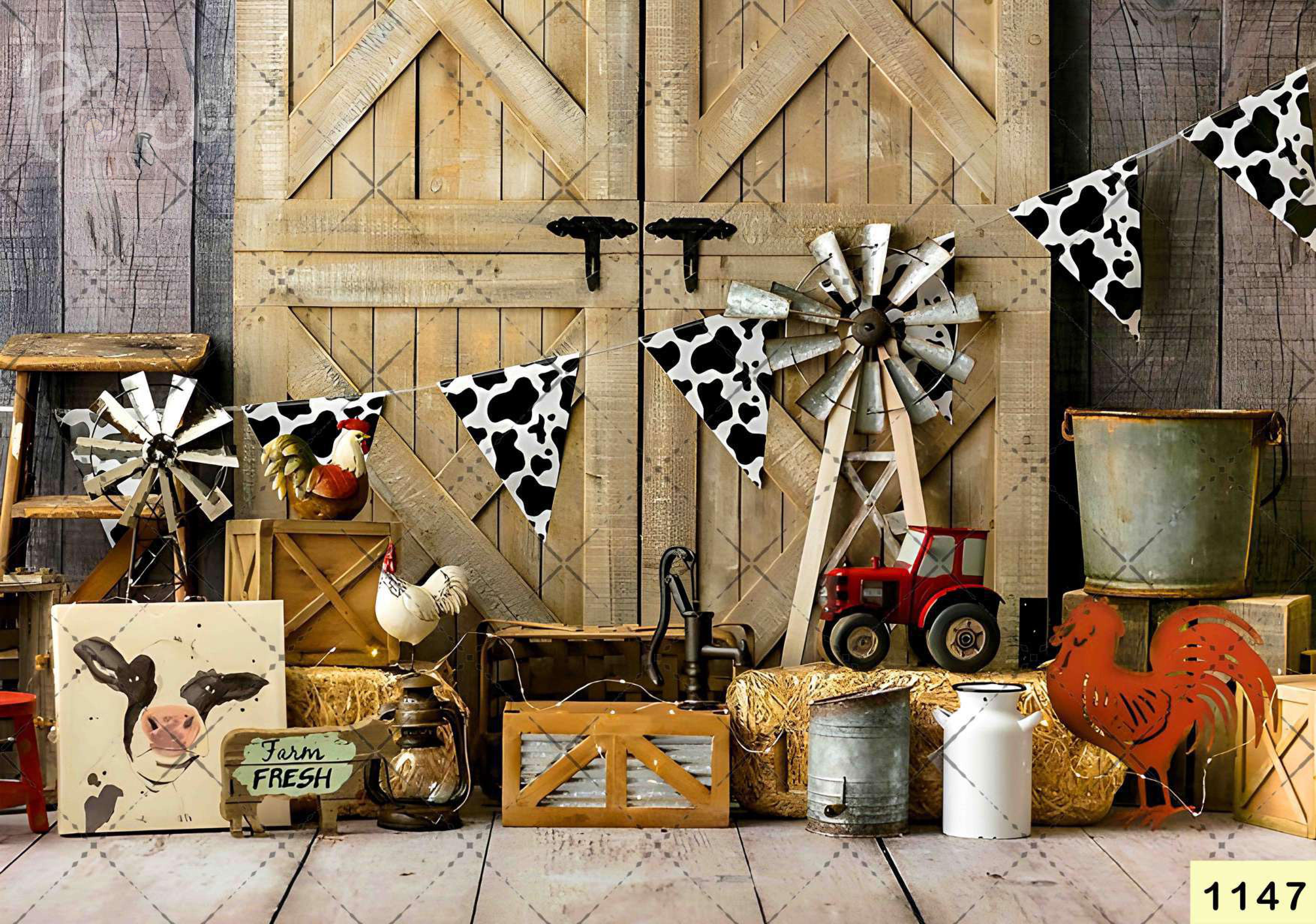 Cow Yard babyphotoshoot Backdrop