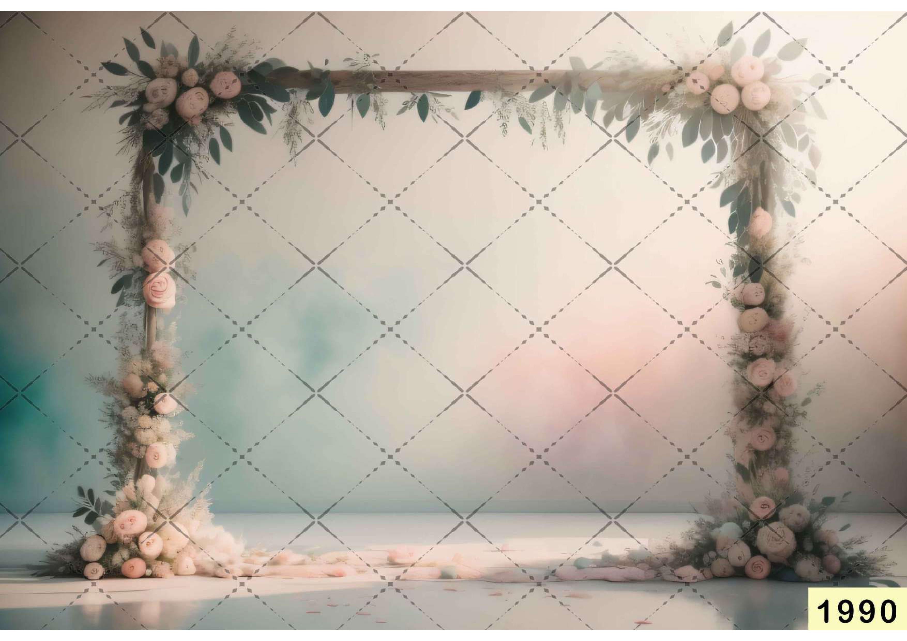 Pink Green Flower Backdrop