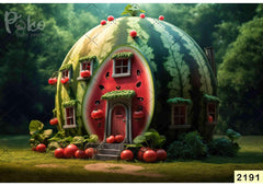 Watermelon With Cherry babyshoot Backdrop