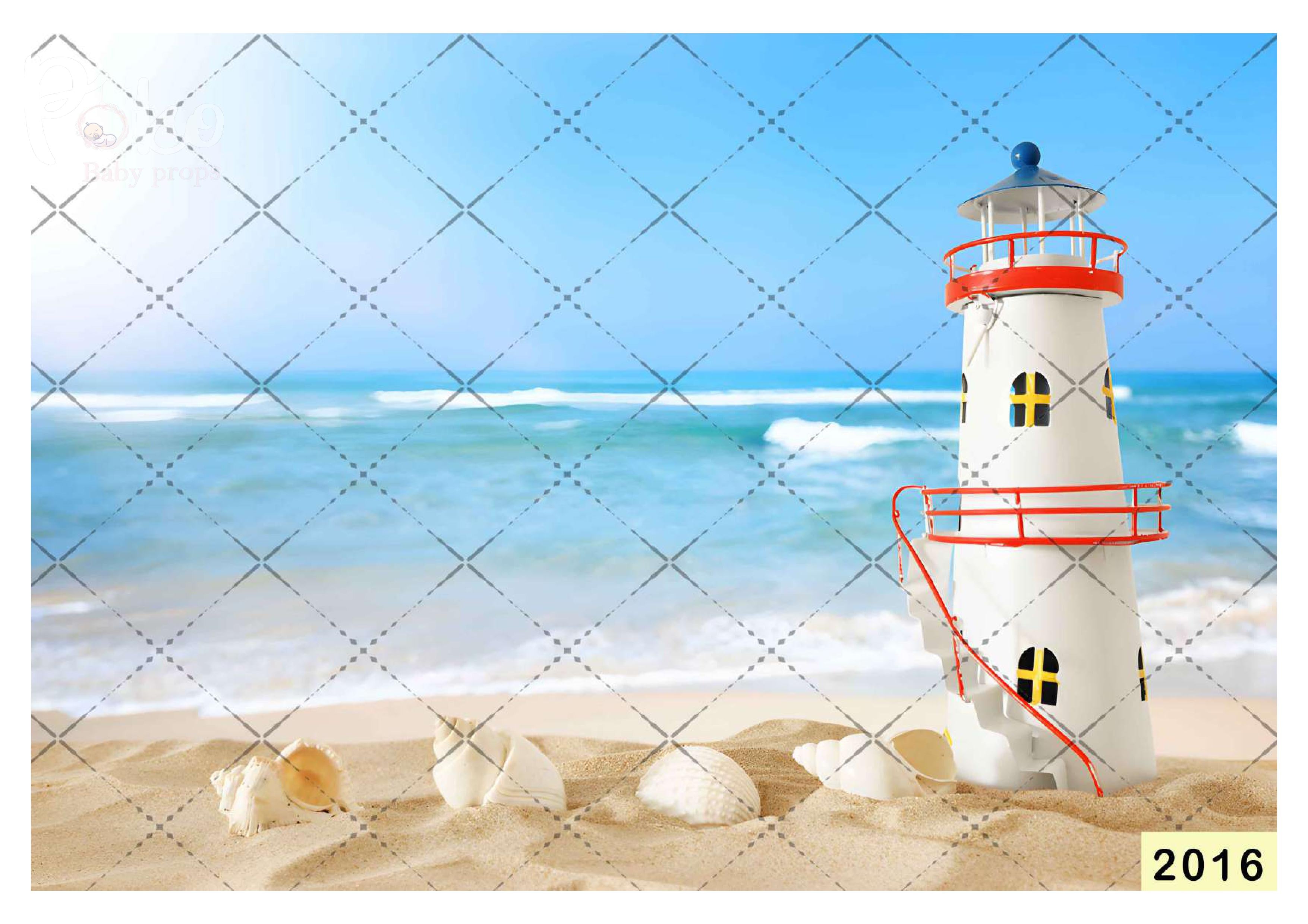 Beach With Light House babyphotoshoot Backdrop