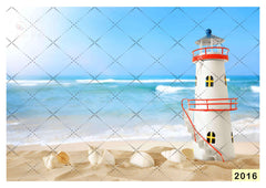 Beach With Light House babyphotoshoot Backdrop