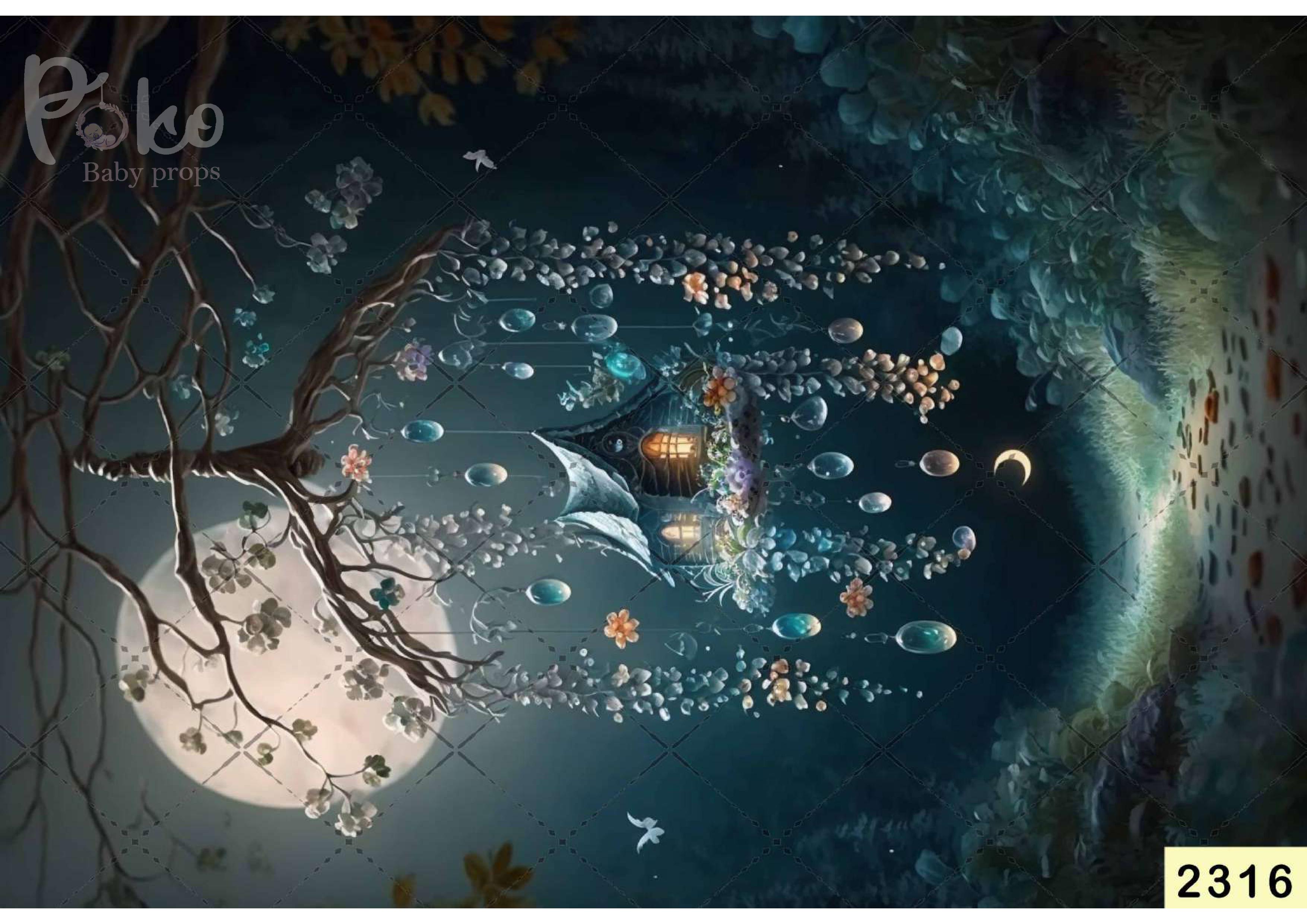 Fantasy Full Moon Blue babyphotoshoot Backdrop