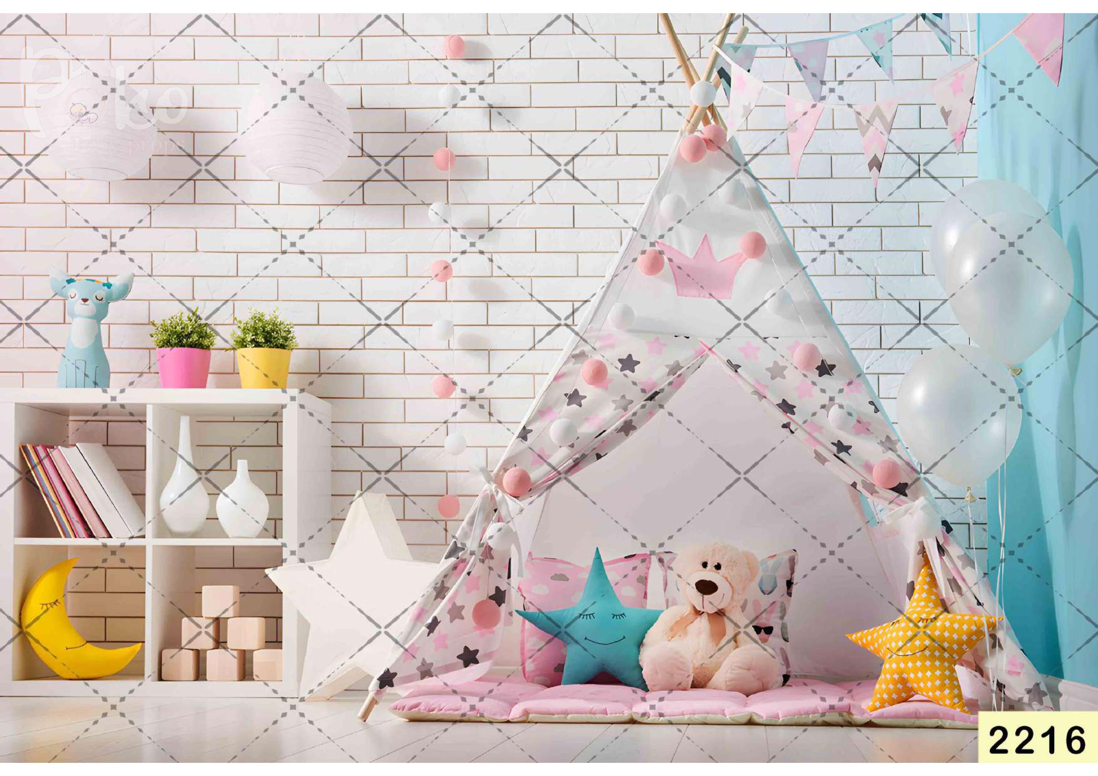 Bricks Tent Kids Room babyphotoshoot Backdrop