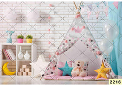 Bricks Tent Kids Room babyphotoshoot Backdrop