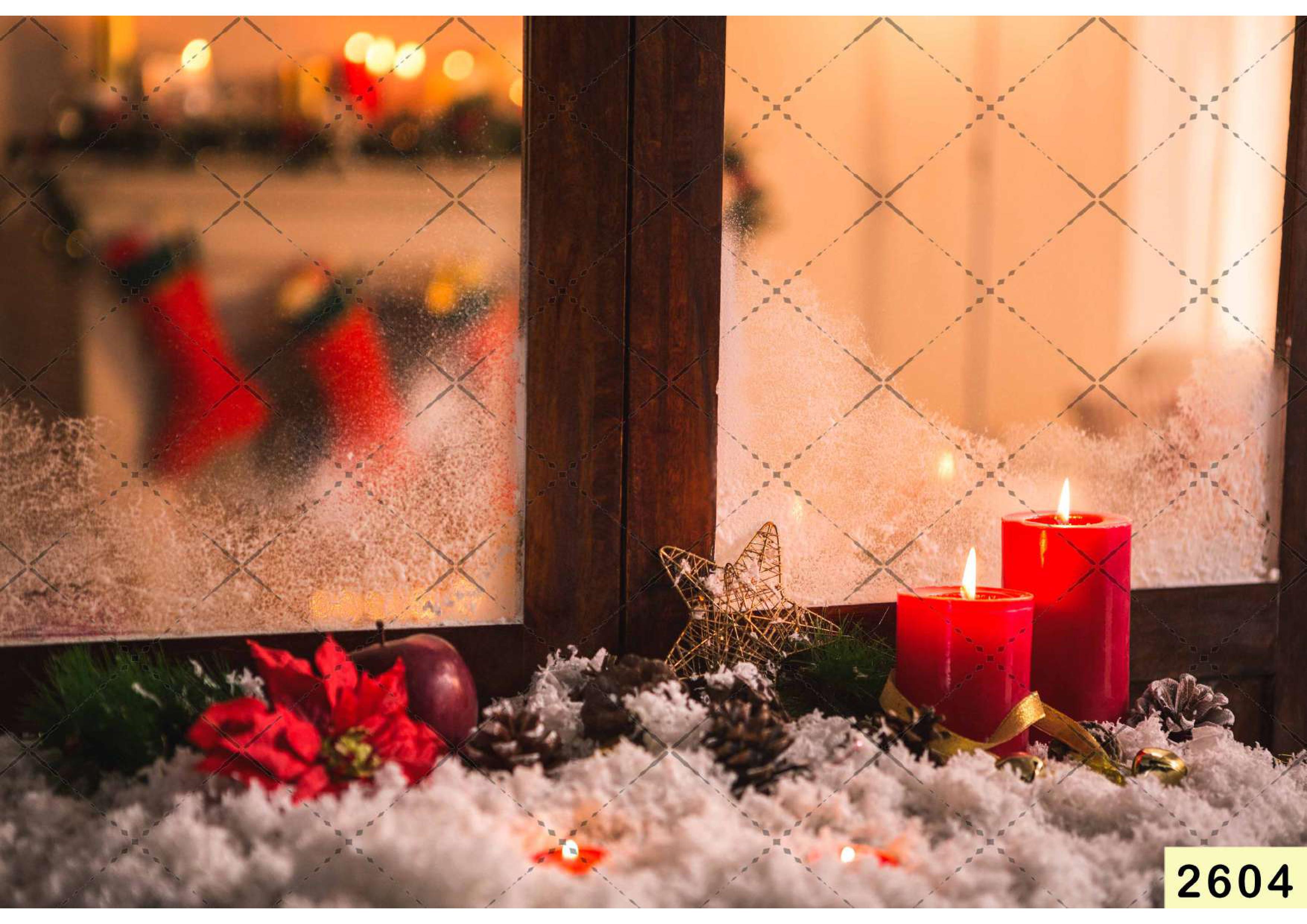 Red Candle Christmas Backdrop