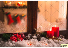Red Candle Christmas Backdrop
