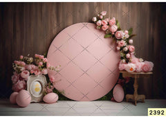 Round Pink Flower Wooden Backdrop