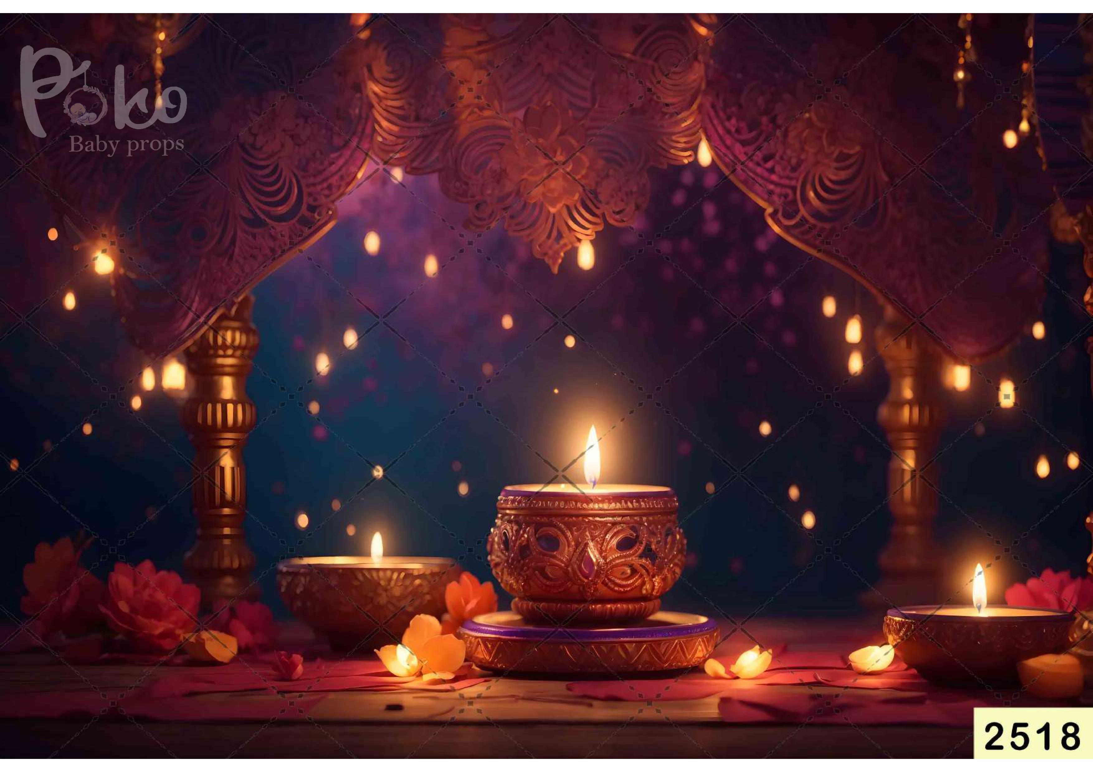 Dark Lamp Blue Bokeh babyphotoshoot Backdrop