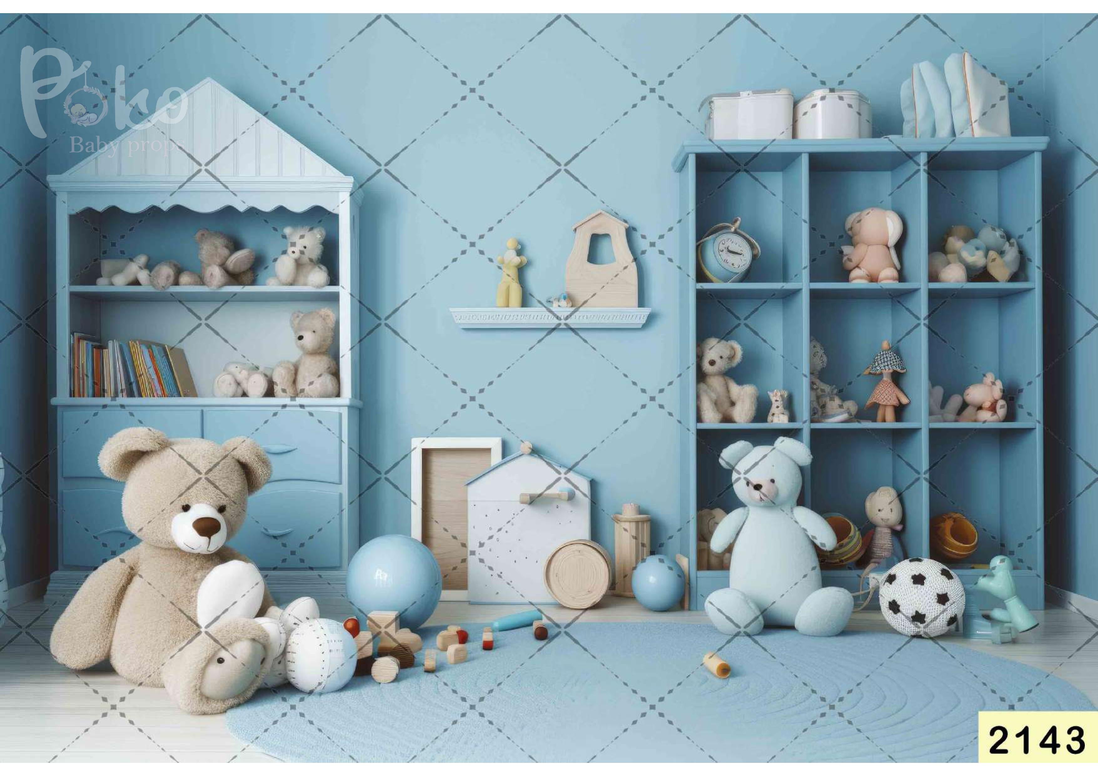 Blue Teddy Room babyphotoshoot Backdrop