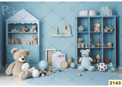 Blue Teddy Room babyphotoshoot Backdrop