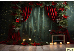 Red Curtain Christmas Backdrop