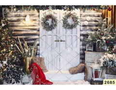White Door Christmas Backdrop