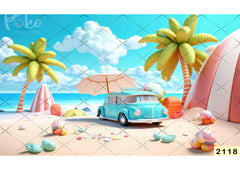 Beach With Summer babyphotoshoot Backdrop