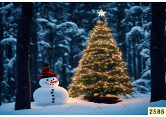Snowman Christmas Tree Backdrop