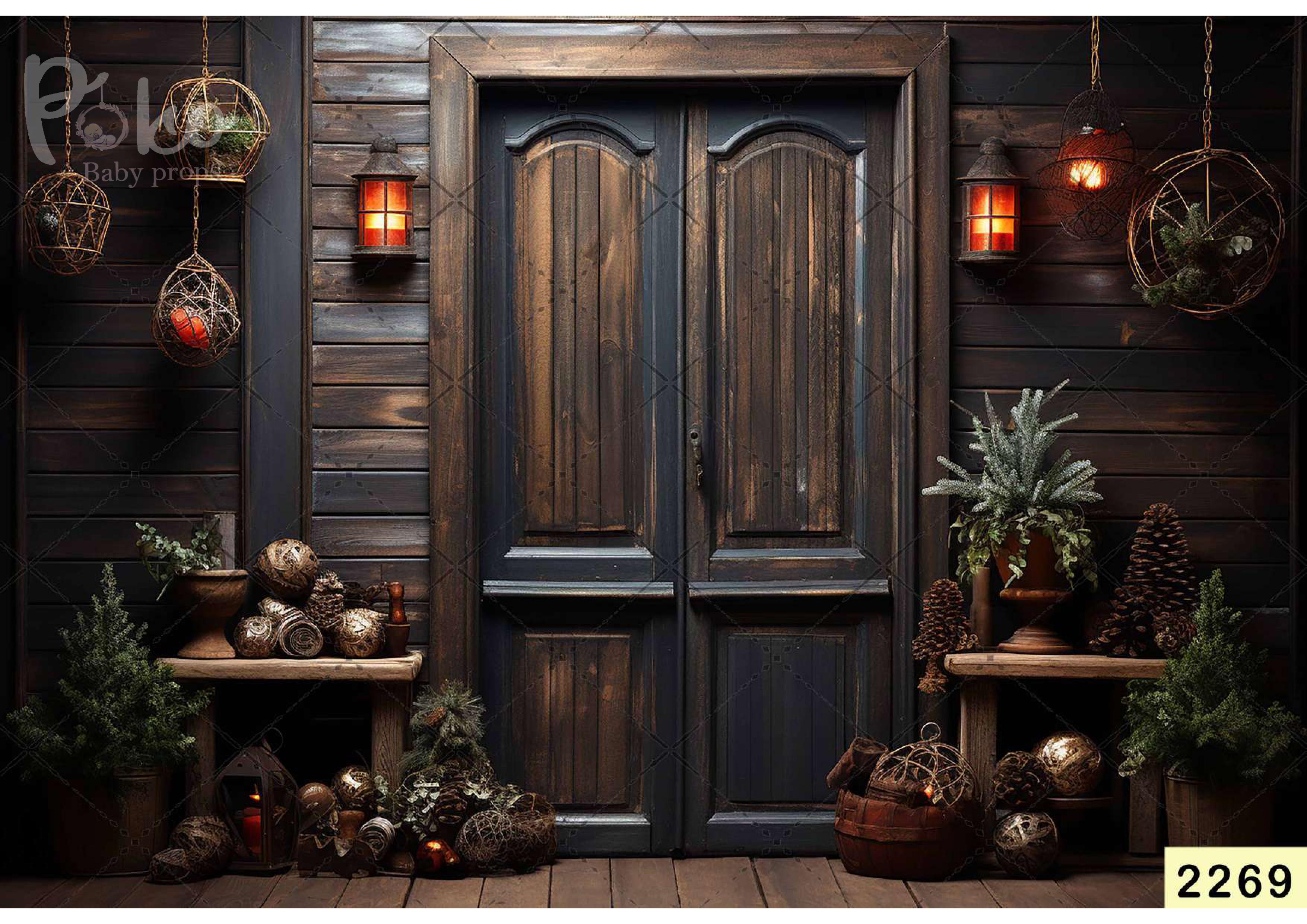 Brown Door babyphotoshoot Backdrop