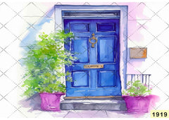 Door Blue Painting babyphotoshoot Backdrop