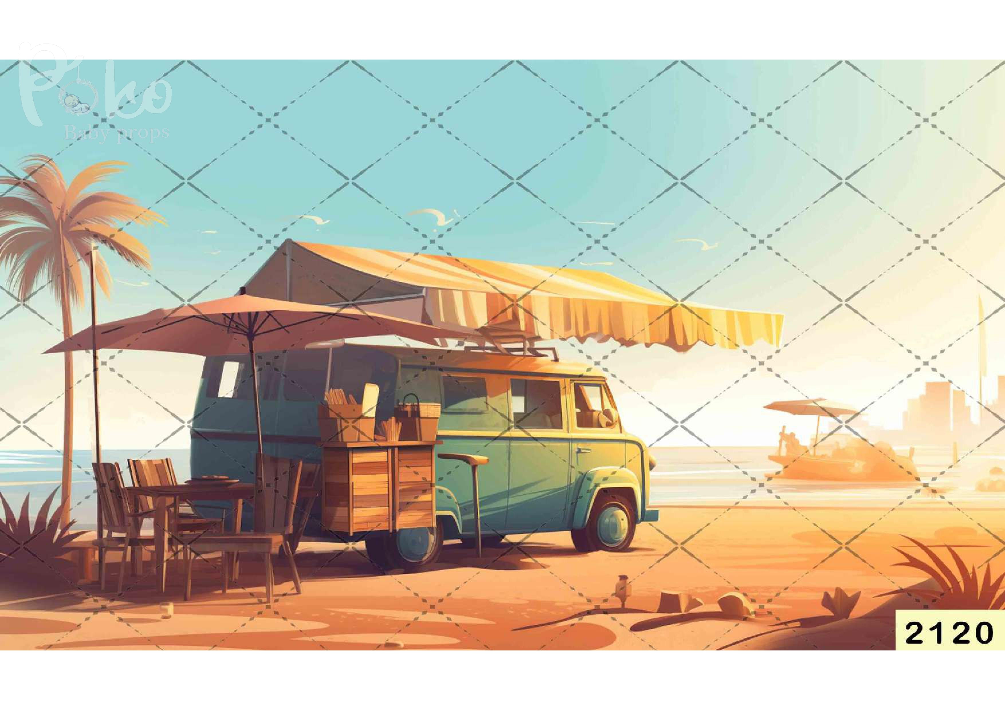 Sunset Beach Backdrop