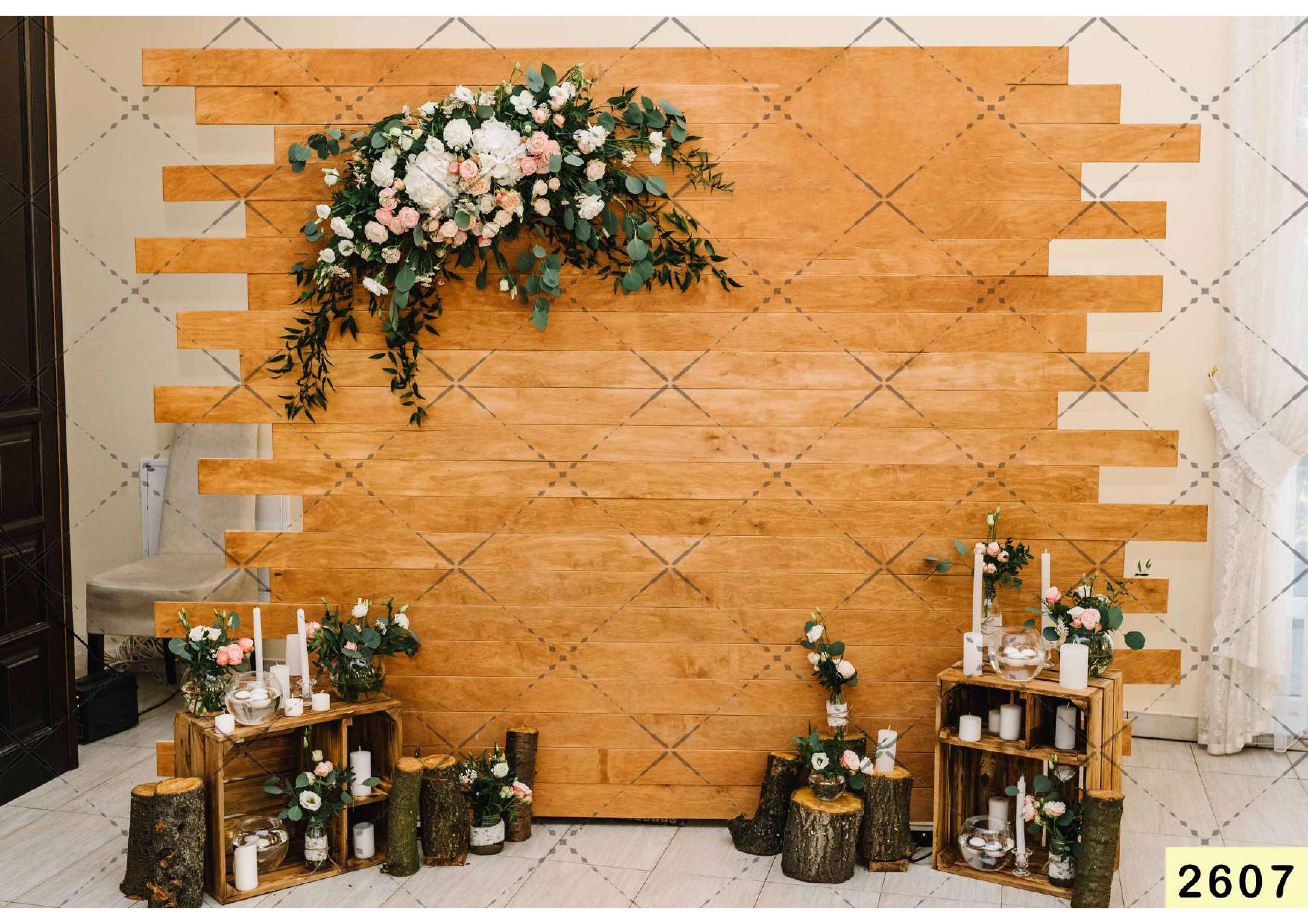 Light Wood Flower Decoration Backdrop