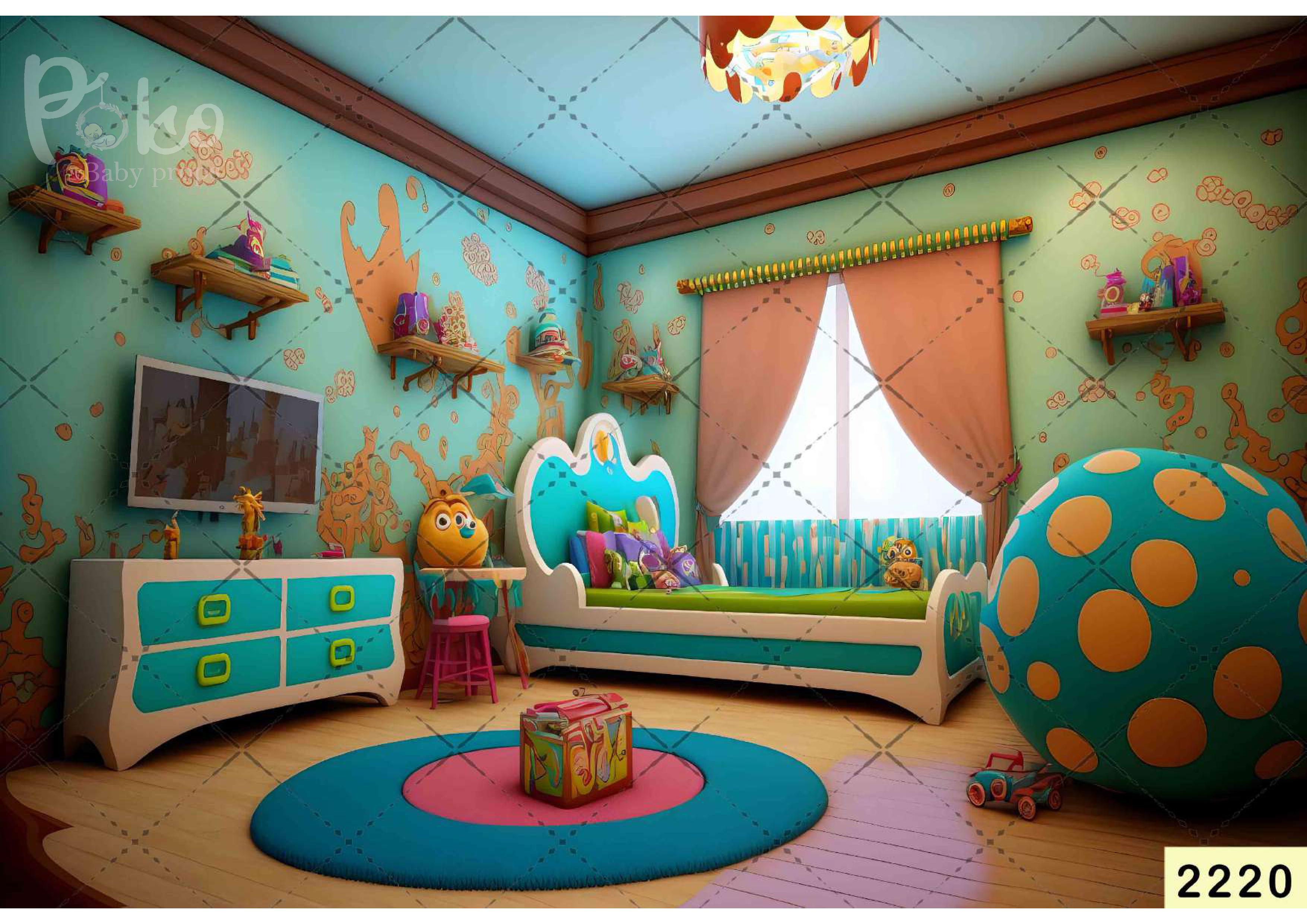 Peacock Color Bed Backdrop