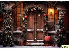Christmas Decoration With Door babyphotoshoot Backdrop