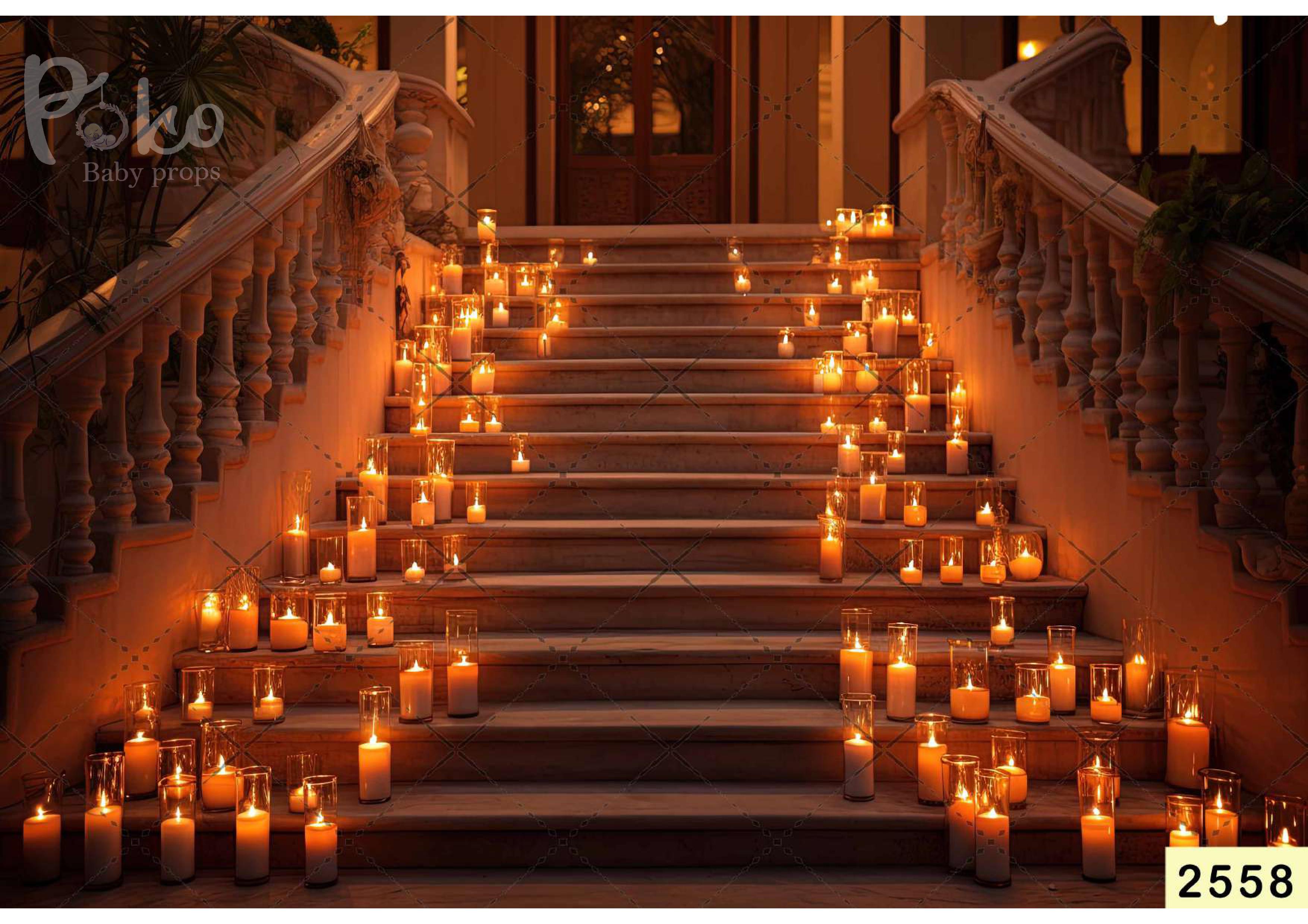 Staircase Candle Decoration Backdrop