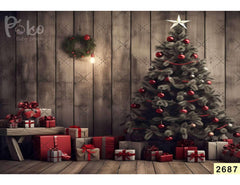 Christmas Red Tree babyphotoshoot Backdrop