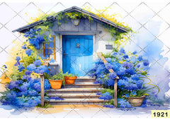 Blue Flower Home Painting babyphotoshoot Backdrop
