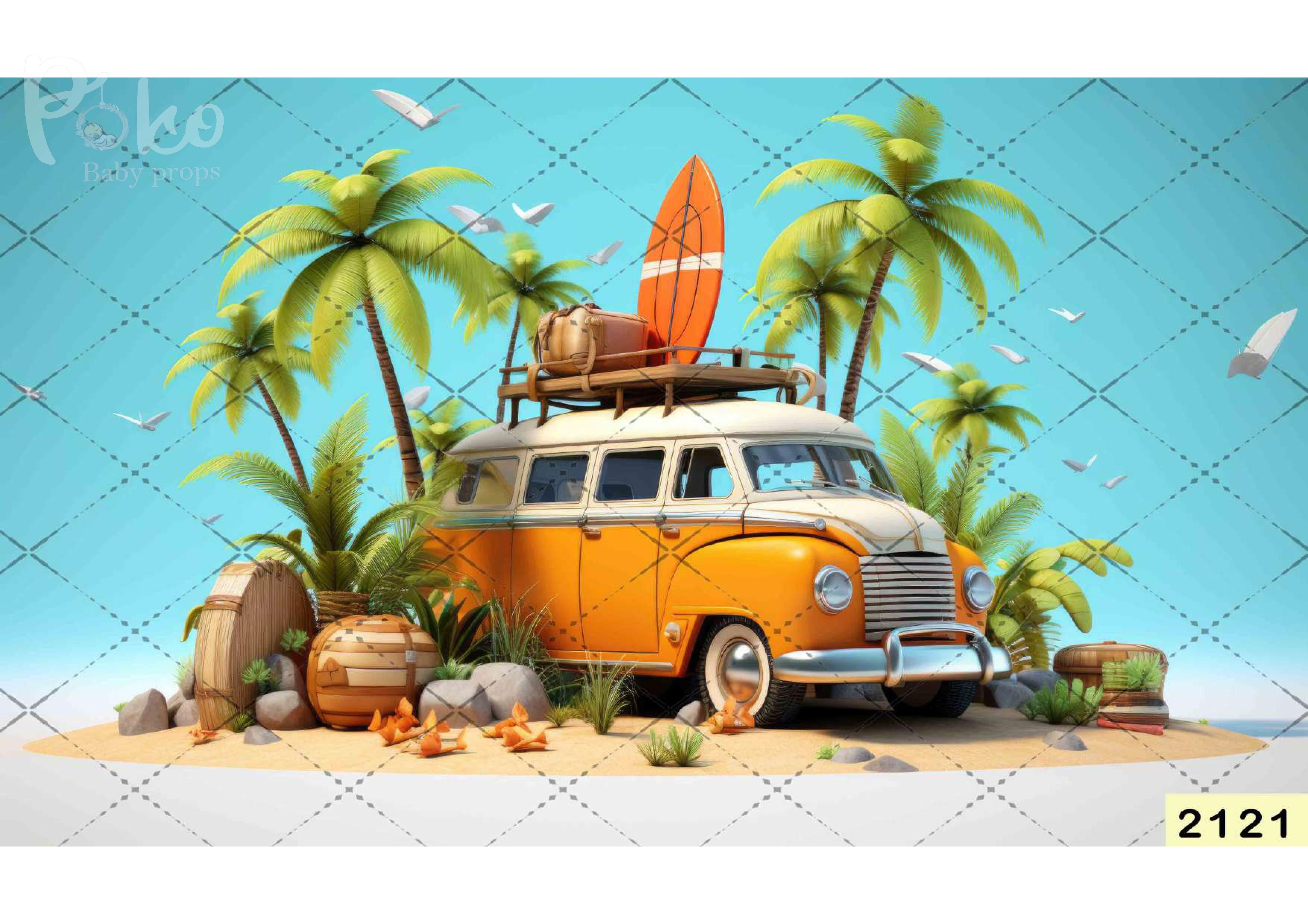 Summer Trip Van Backdrop