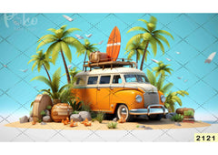 Summer Trip Van Backdrop