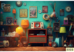 Retro Radio Room Backdrop