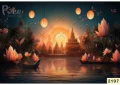 Beautiful Diwali Lantern babyphotoshoot Backdrop