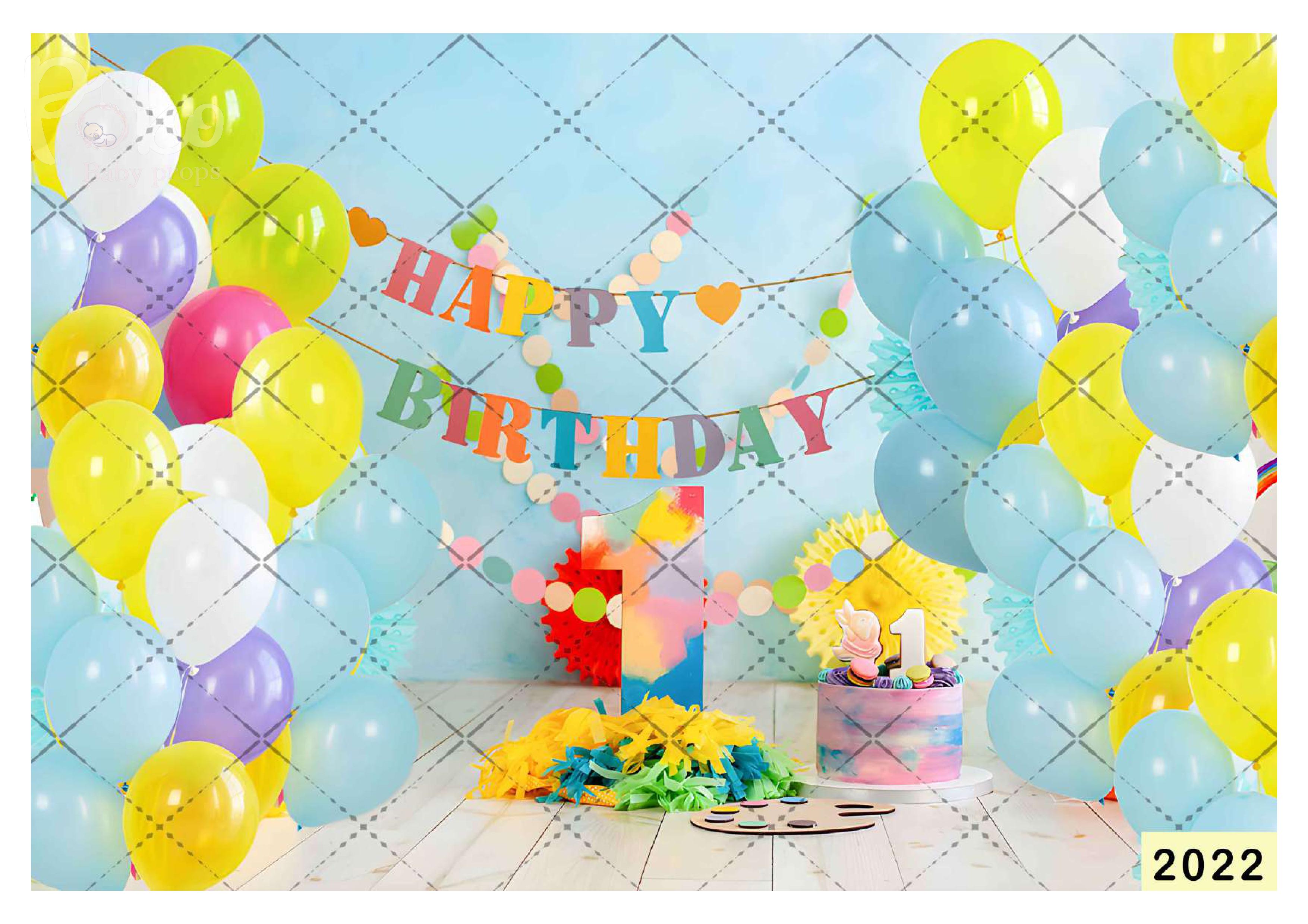 Colorful Birthday babyphotoshoot Backdrop