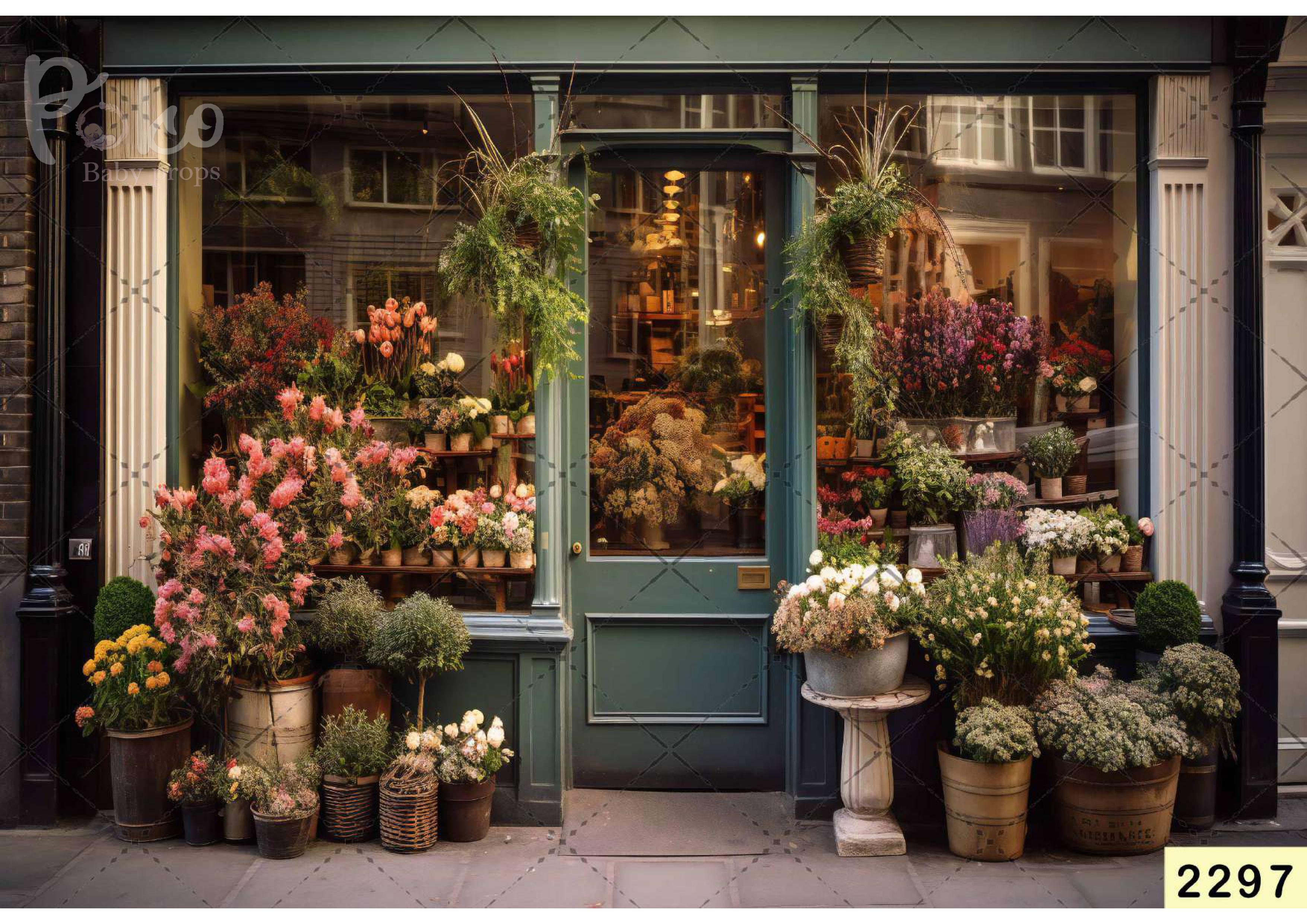 Green Floral babyphotoshoot Backdrop