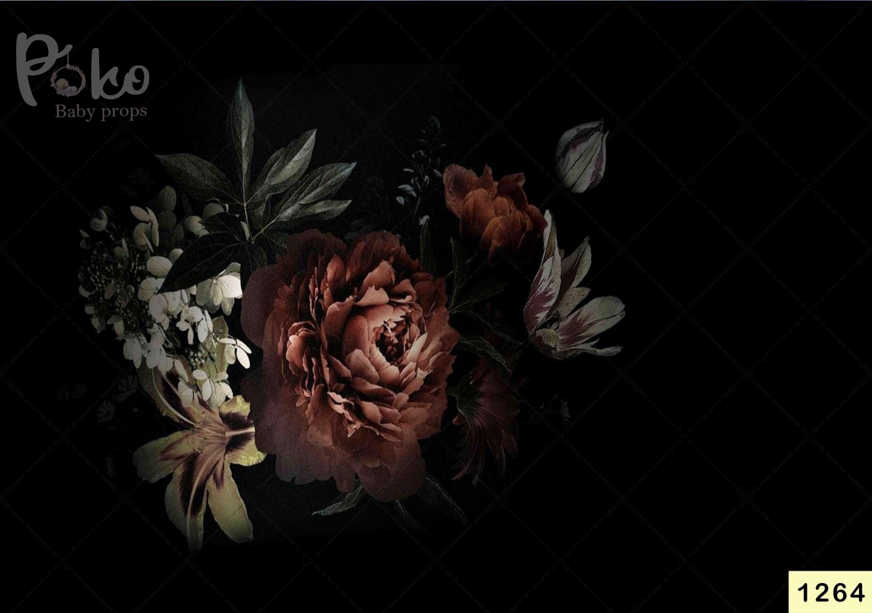 Brown Flowers babyphotoshoot Backdrop