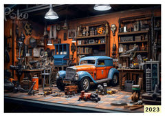 Vintage Blue Mechanic Backdrop