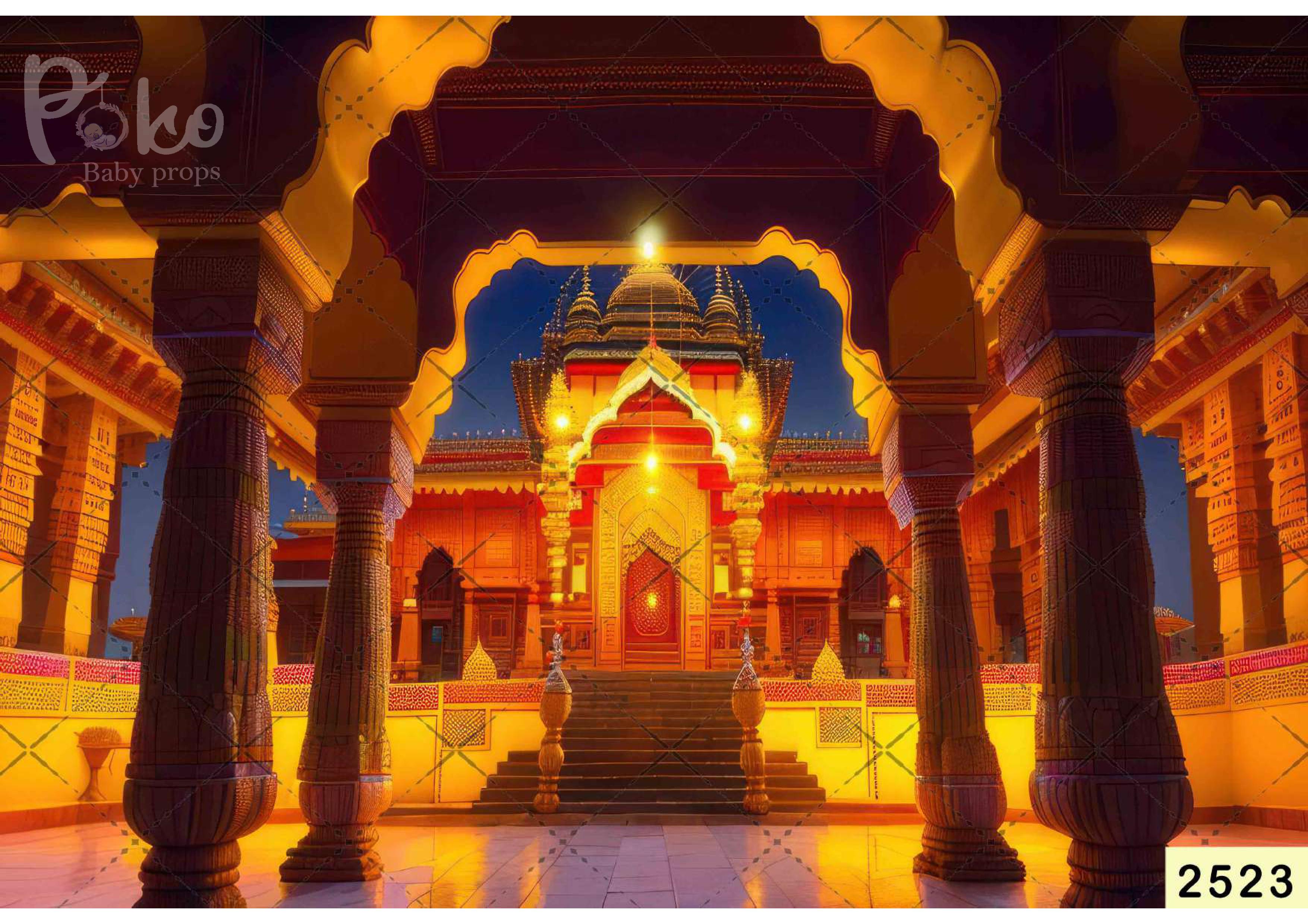 Palace Gold Light Pillars Backdrop