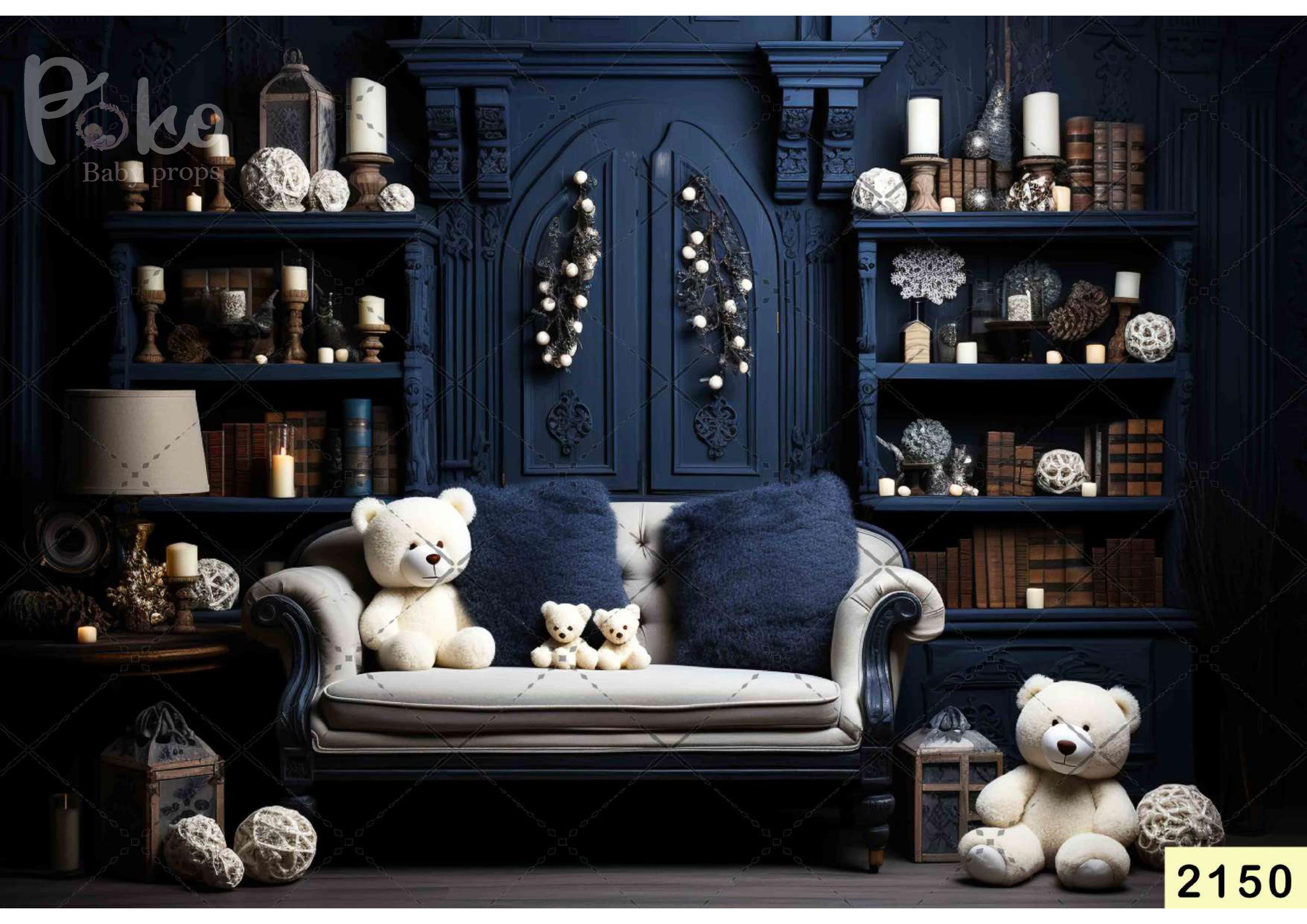 Navy Blue Teddy Backdrop