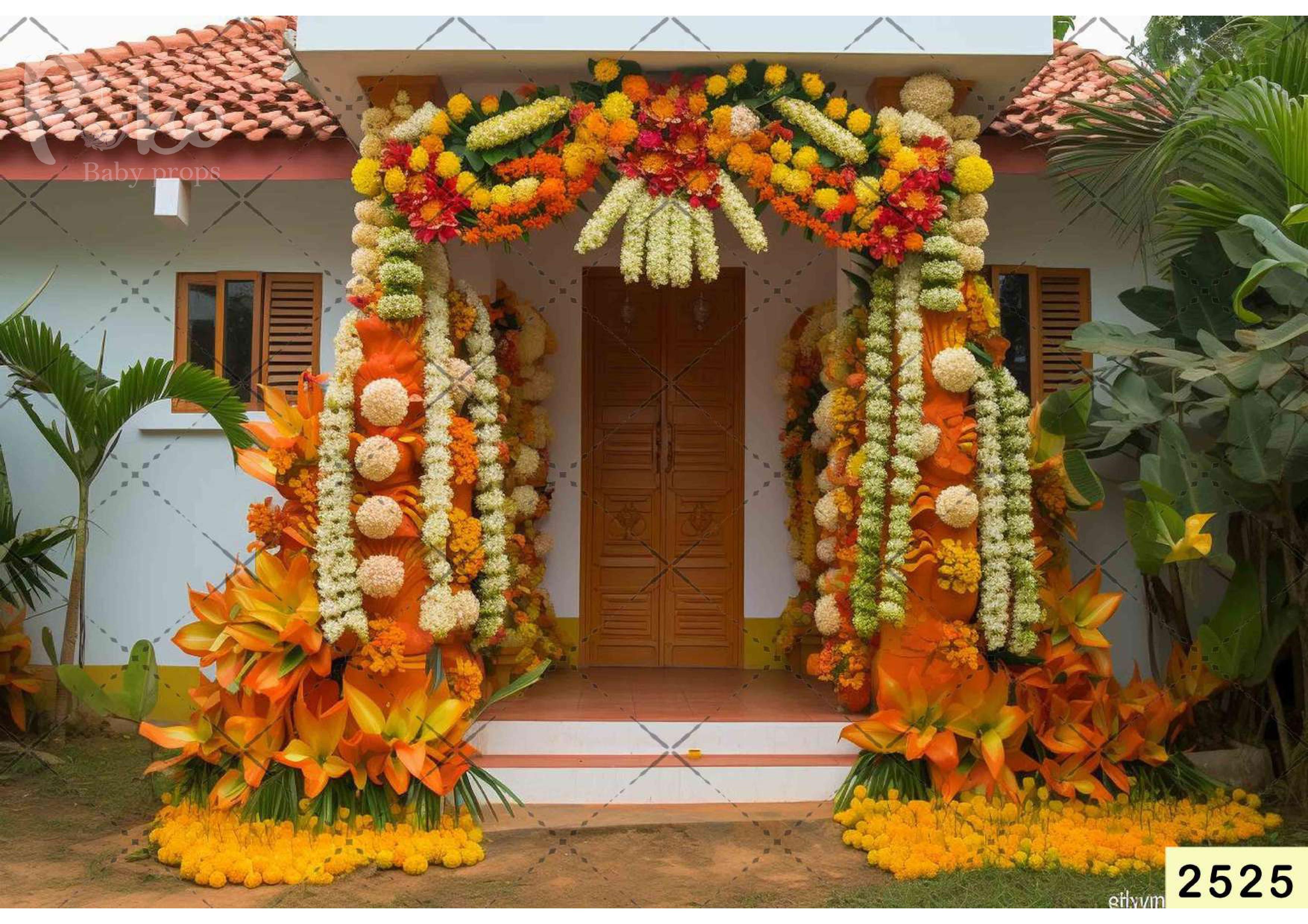 Bricks Home Bunch Flower babyphotoshoot Backdrop