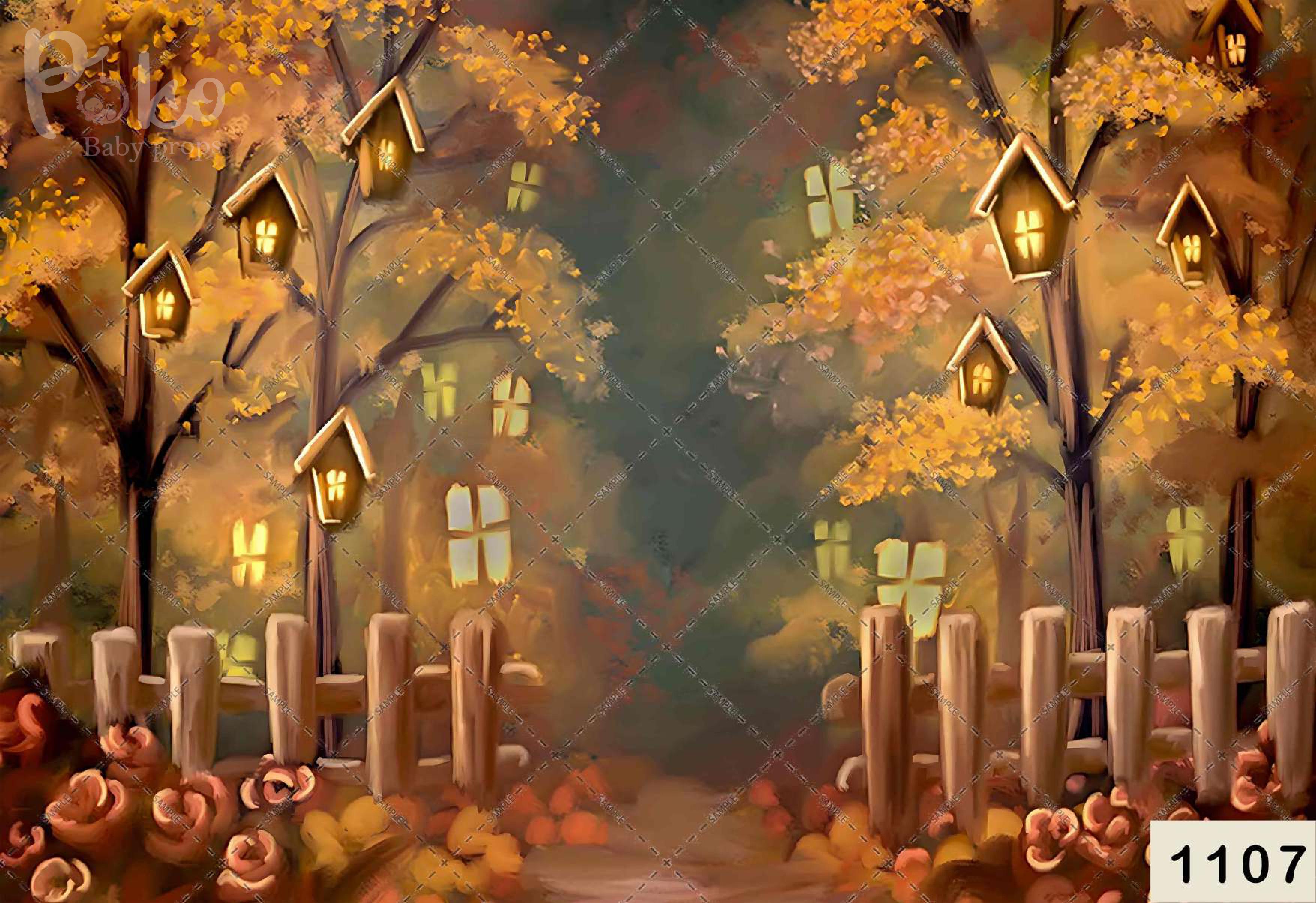 Yellow Leaves Forest Backdrop