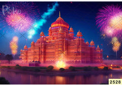 Rainbow Color Cracker Temple Backdrop