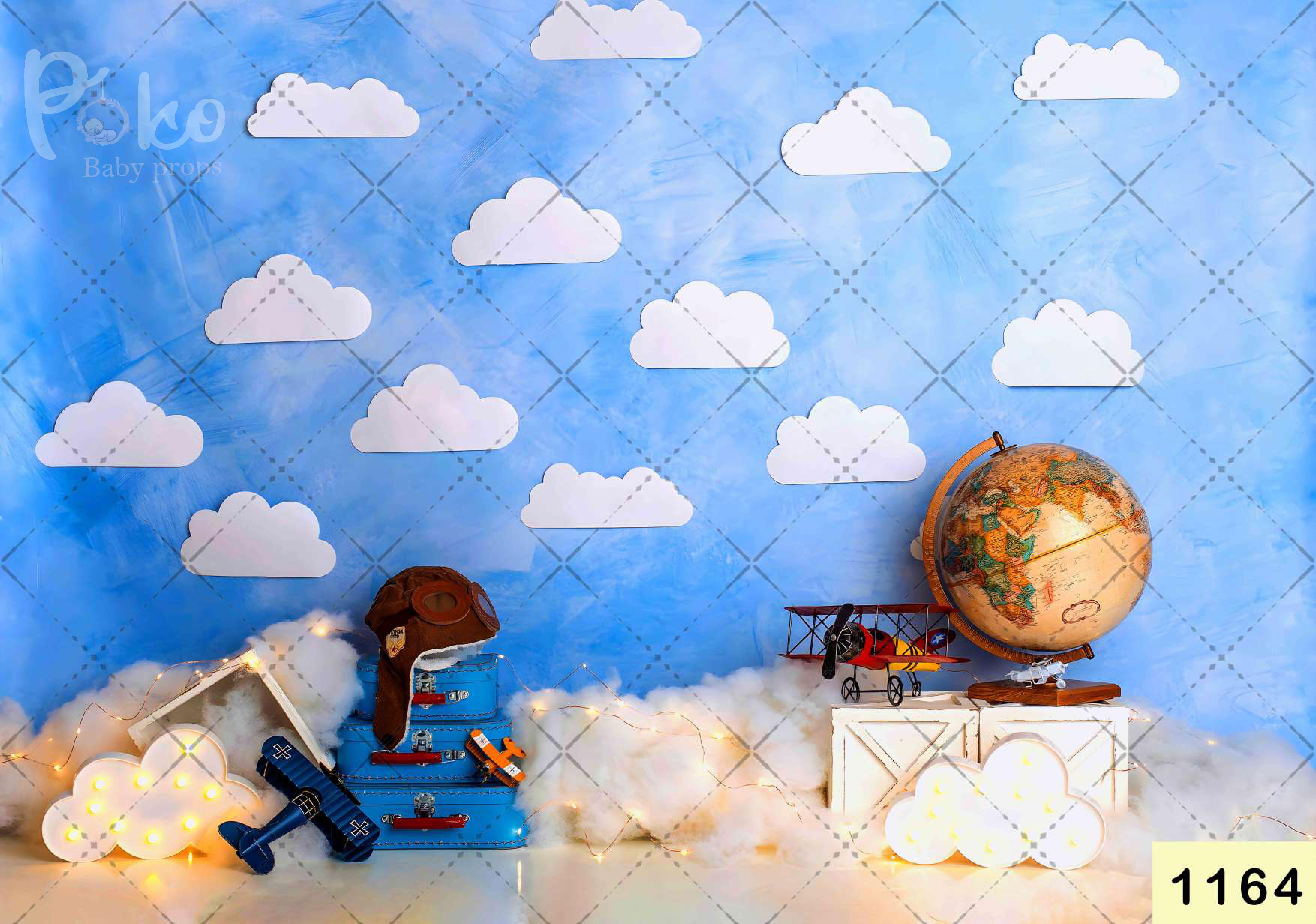 Cloud With Pilot babyphotoshoot Backdrop