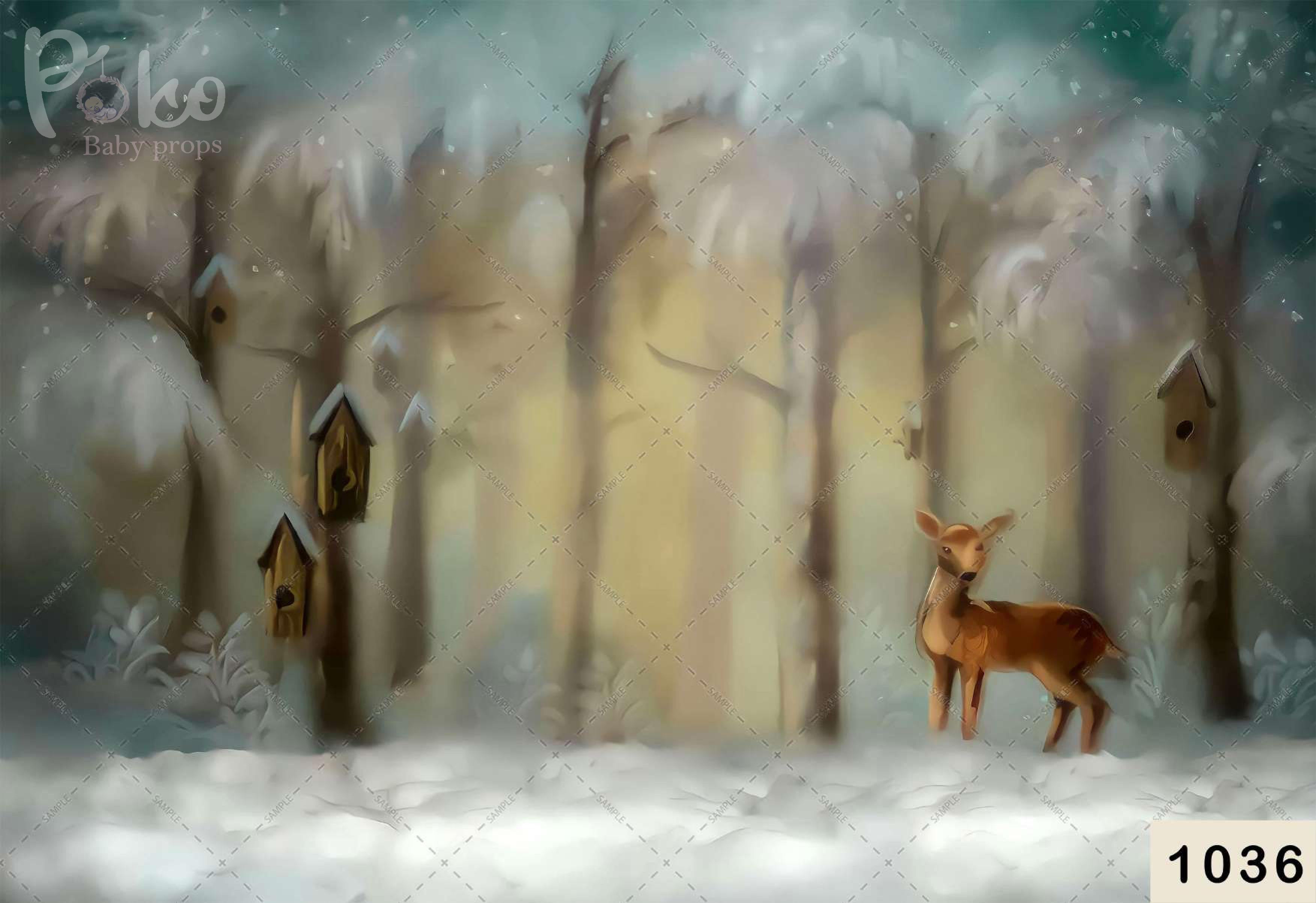Snow Covered Forest Backdrop