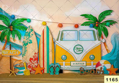 Summer Surf Board Backdrop