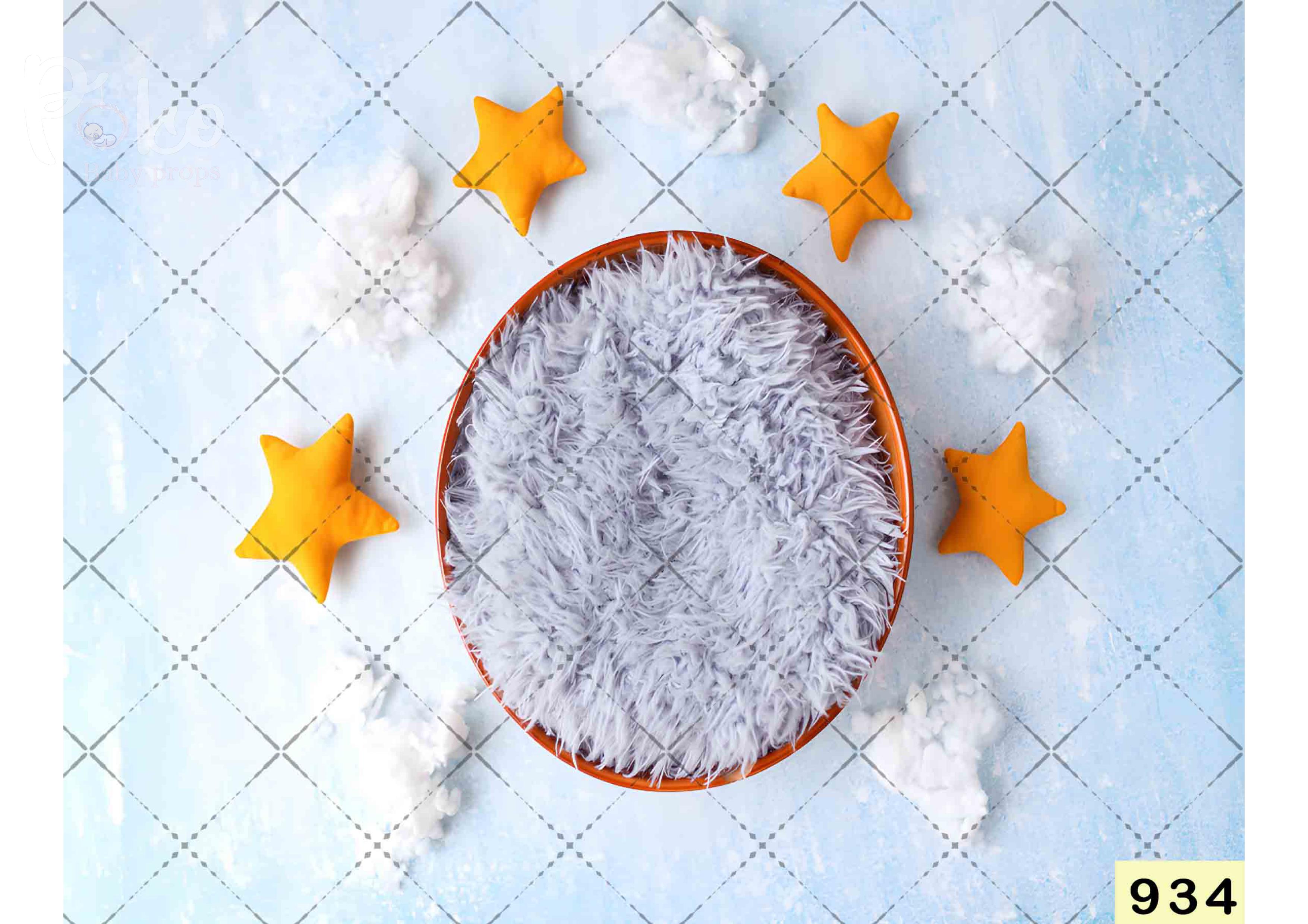 Blue With Yellow Star Fur babyphotoshoot Backdrop