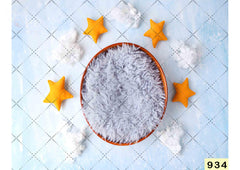Blue With Yellow Star Fur babyphotoshoot Backdrop
