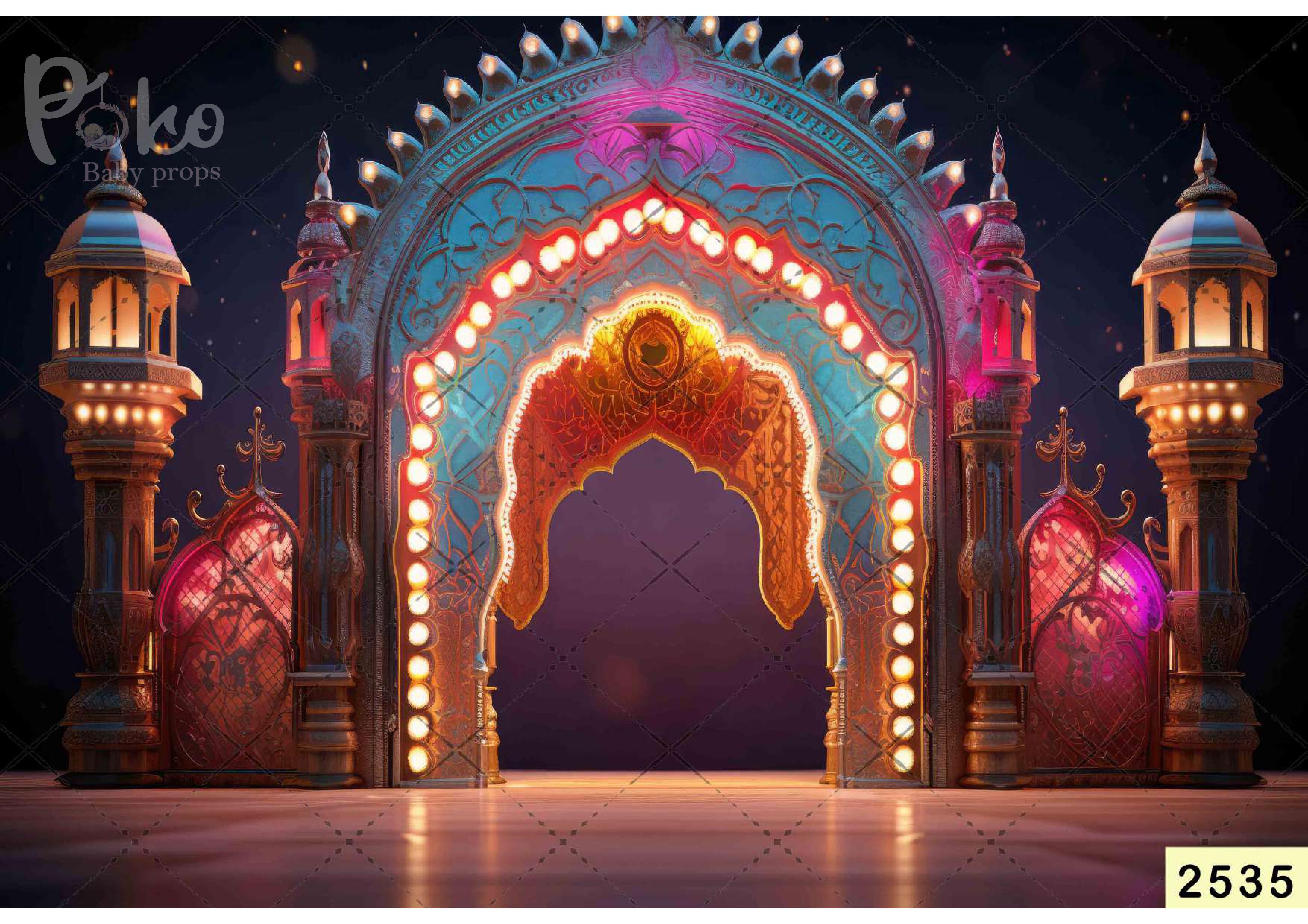 Peacock Color Lights Backdrop