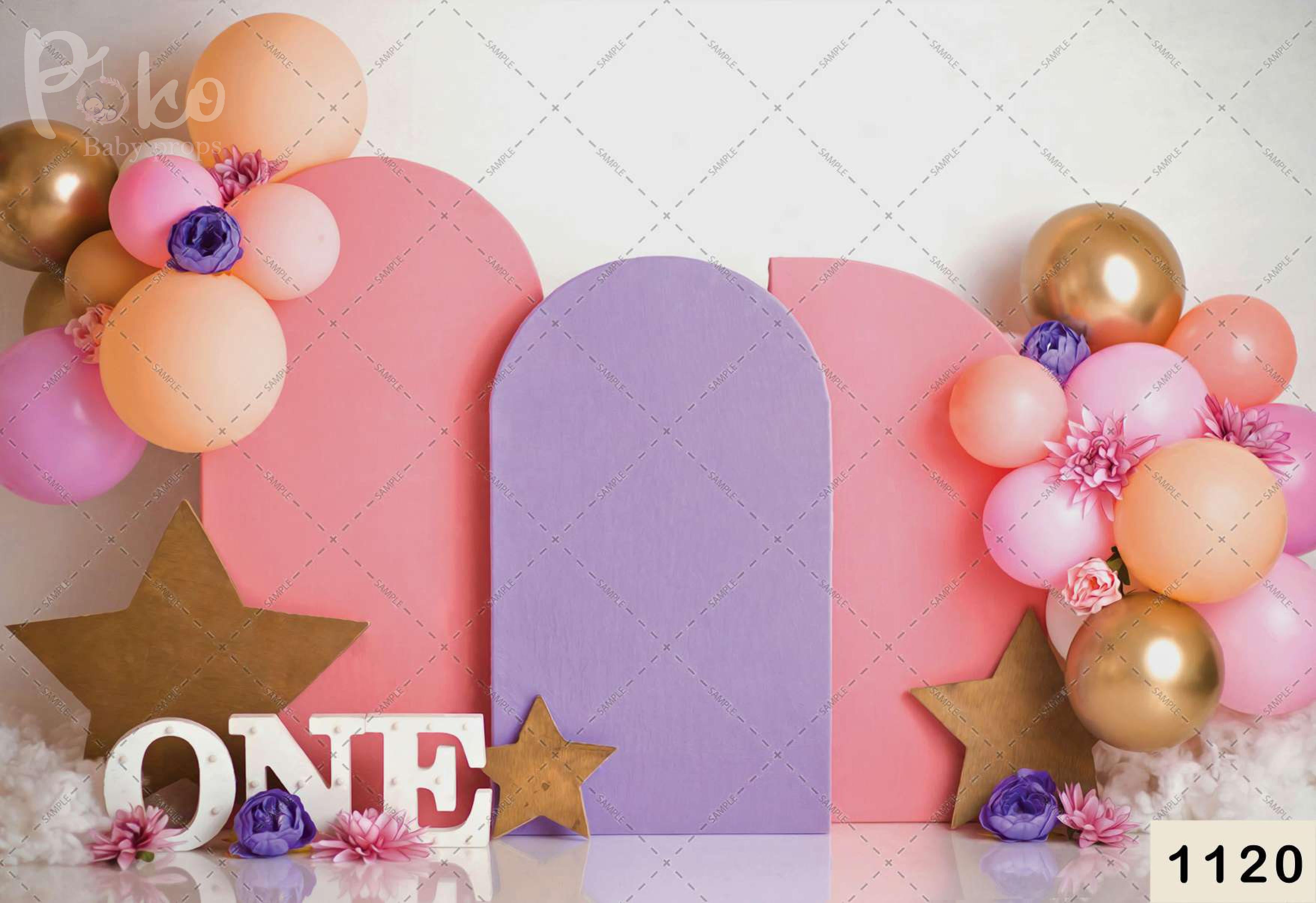 Colorful Balloon With Stars babyphotoshoot Backdrop